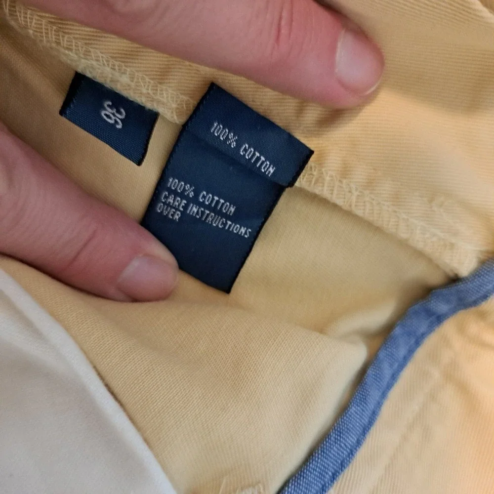 Polo Ralph Lauren Mens Yellow Cotton Chino Shorts Size 36 Flat Front Twill
